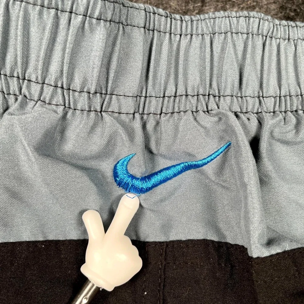 Nike Board Shorts Mens Small‎ Black Blue Flat Front Drawstring Outdoor Beach
